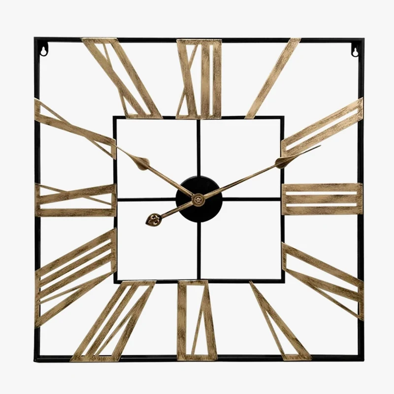 horloge murale moderne 3D rétro carrée chiffres romains décoration silencieuse