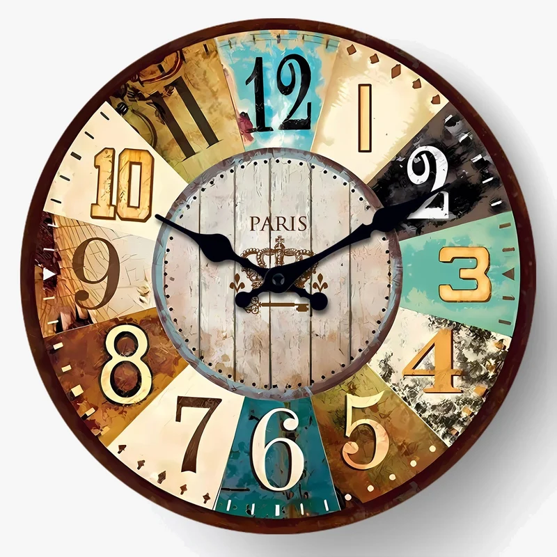 horloge murale rétro en bois pour décoration intérieure silencieuse