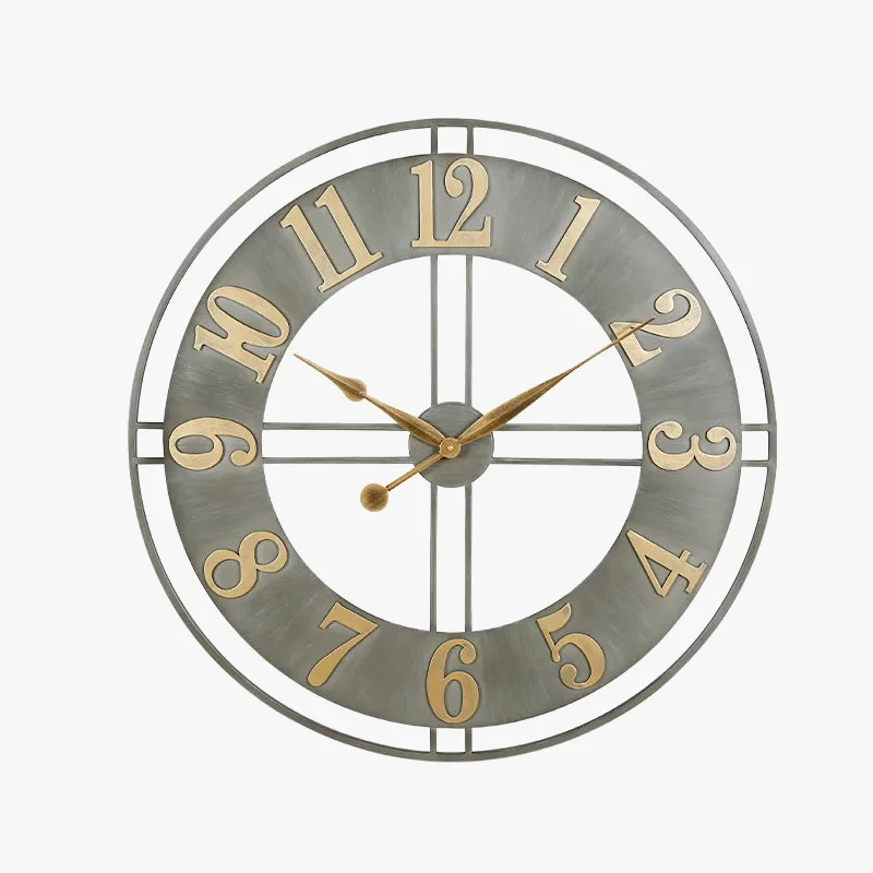 horloge murale moderne 3D rétro avec chiffres romains en métal silencieuse