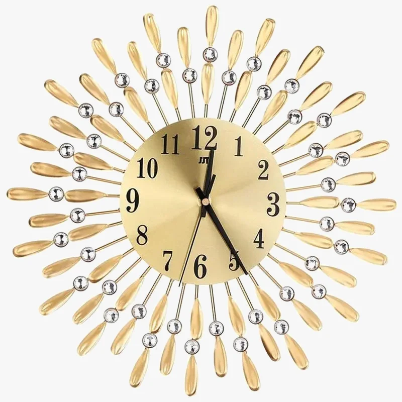 horloge murale 3d grande taille style soleil avec strass brillants