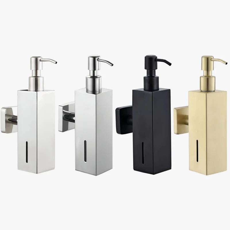 distributeur de savon manuel en acier inoxydable pour salle de bain