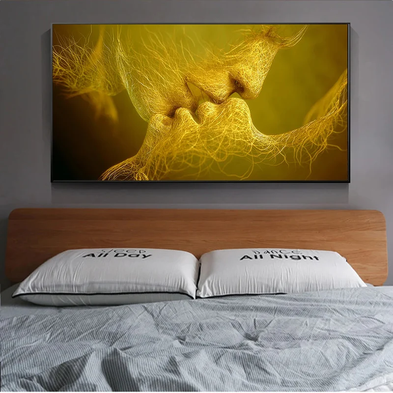 peinture à l'huile sur toile baiser d'amour pour décoration murale