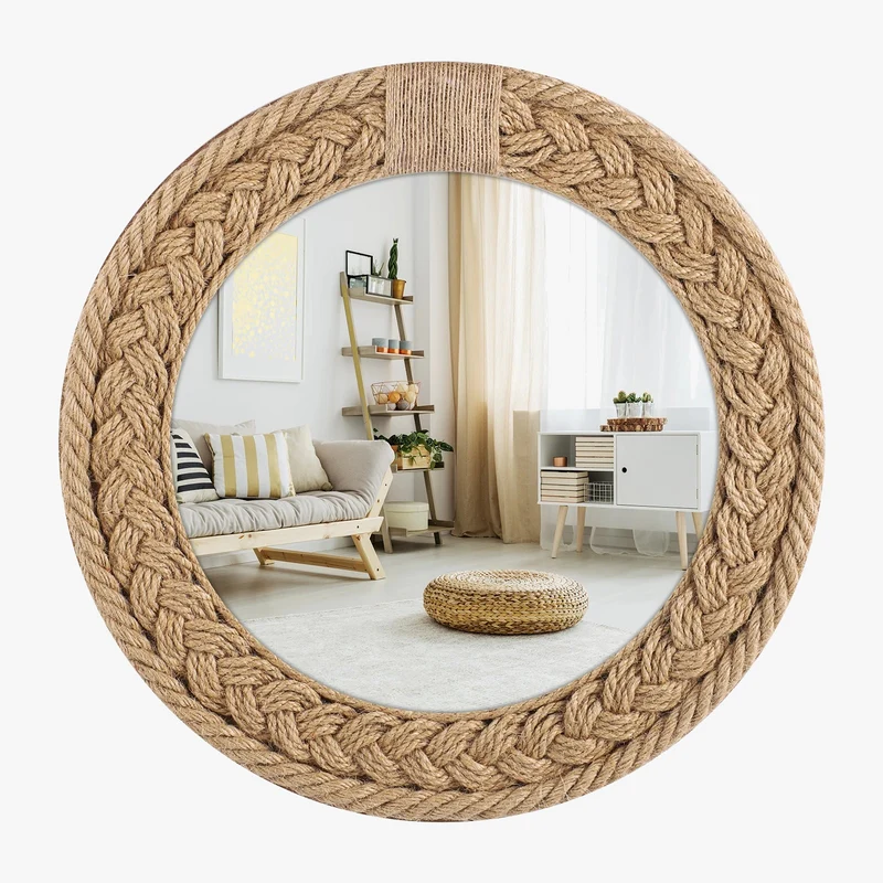 miroir décoratif nordique tissé à la main pour décoration créative