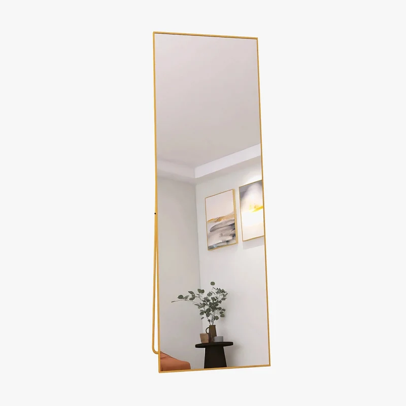 miroir cosmétique en verre trempé avec cadre doré en aluminium