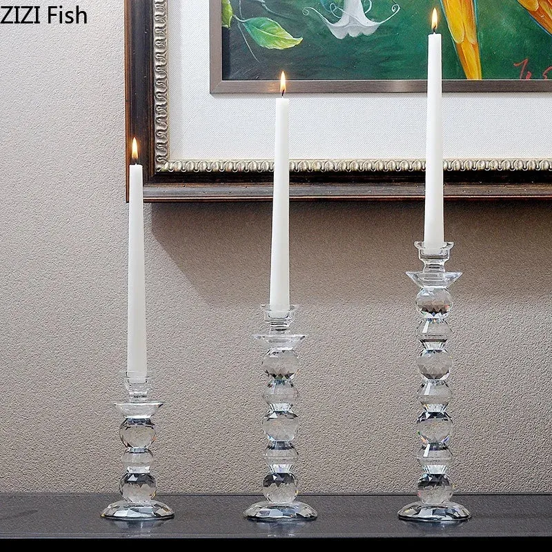 bougeoir en verre cristal accessoires pour dîners aux chandelles