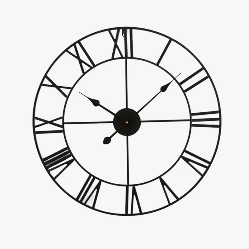 horloge murale vintage en métal silencieuse avec chiffres romains
