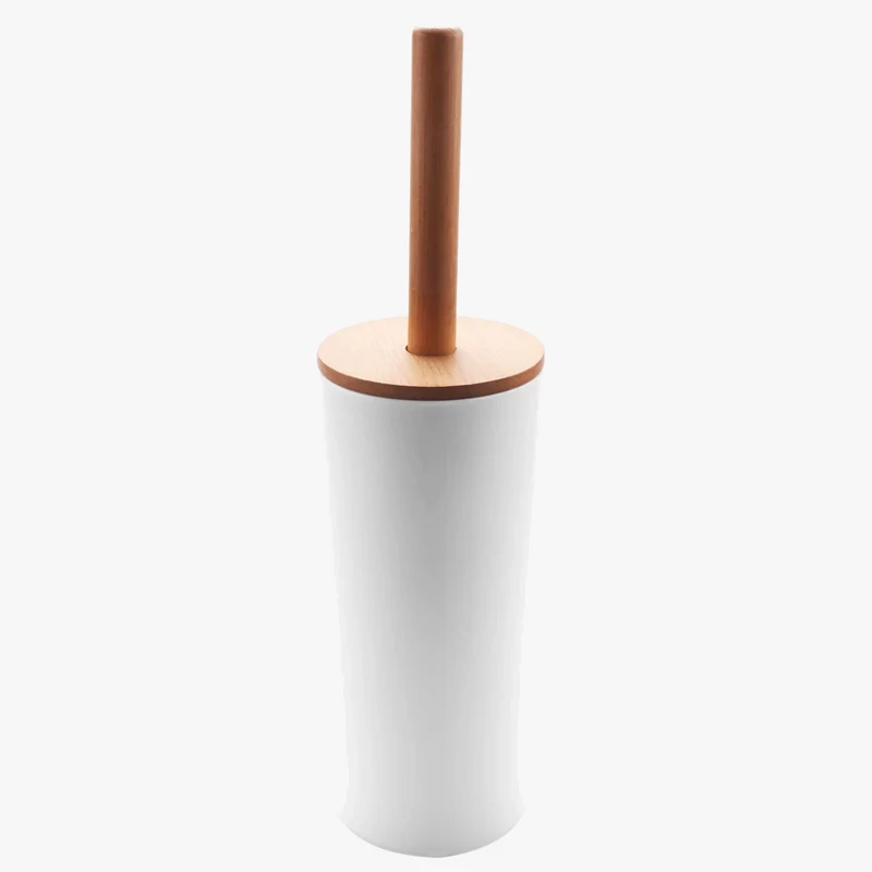 ensemble brosse toilette bambou avec support accessoires wc