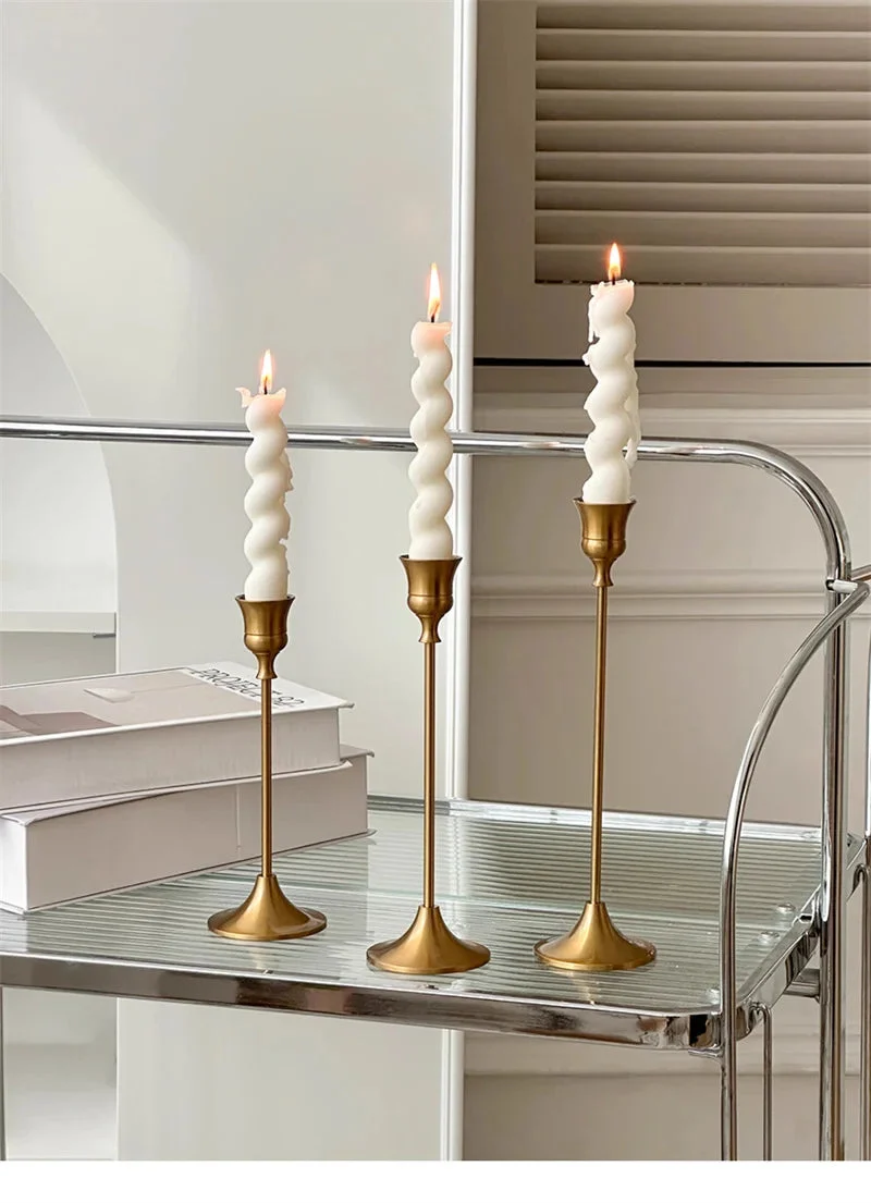 kit bougeoirs en laiton doré pour décorations festives et mariages