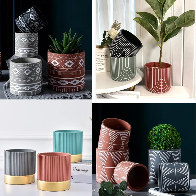 moule en silicone pour pot de fleurs en béton fait maison