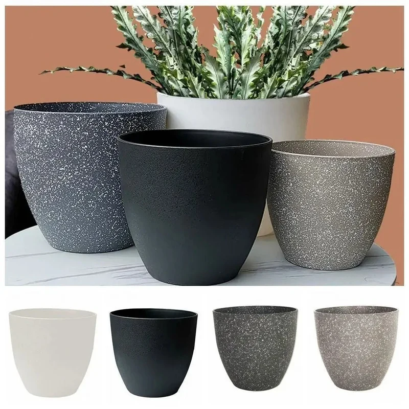 pot de fleurs tendance en plastique imitation pierre pour bonsaï et balcon