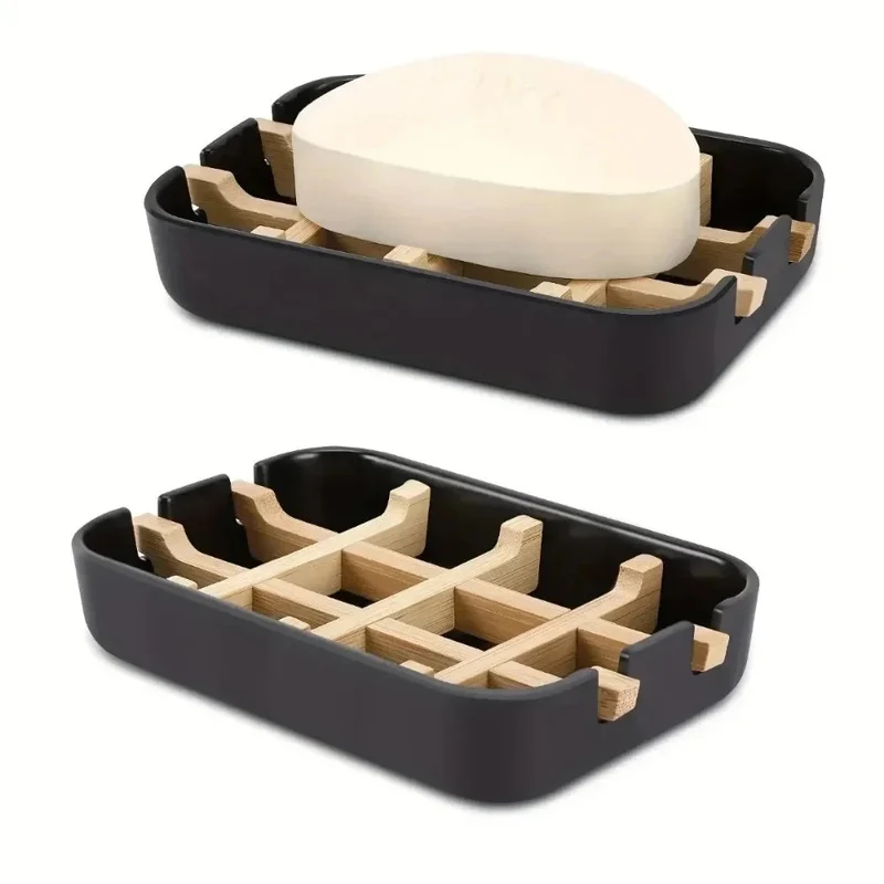 boîte à savon en bambou écologique avec support en bois