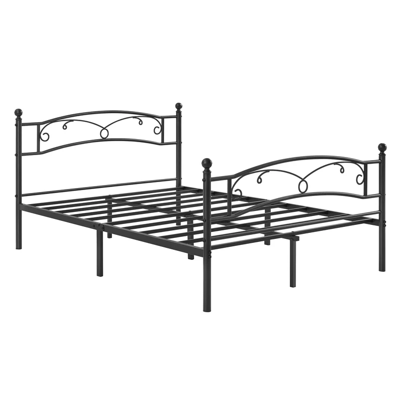 VASAGLE Lit 2 Personnes en Métal, Cadre de Lit 2 Places, pour Matelas de 140 x 190 cm, Lit d'Invité, pour Adulte, Adolescent