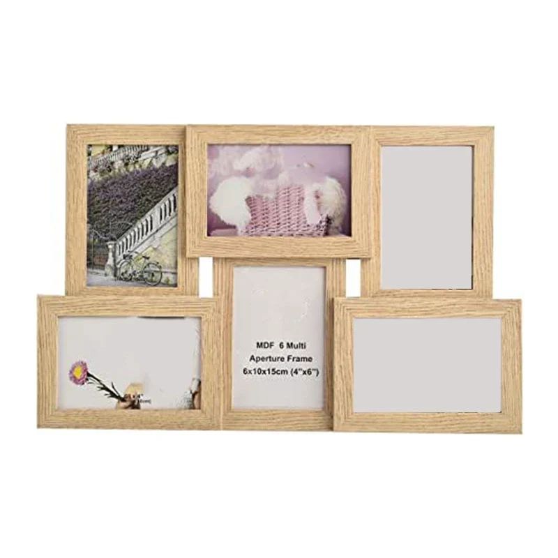 Collage Multiple Picture Frames for 6 Photos in 4 x 6 Inches Wooden, MDF Wall Mounting Frame (Natural)