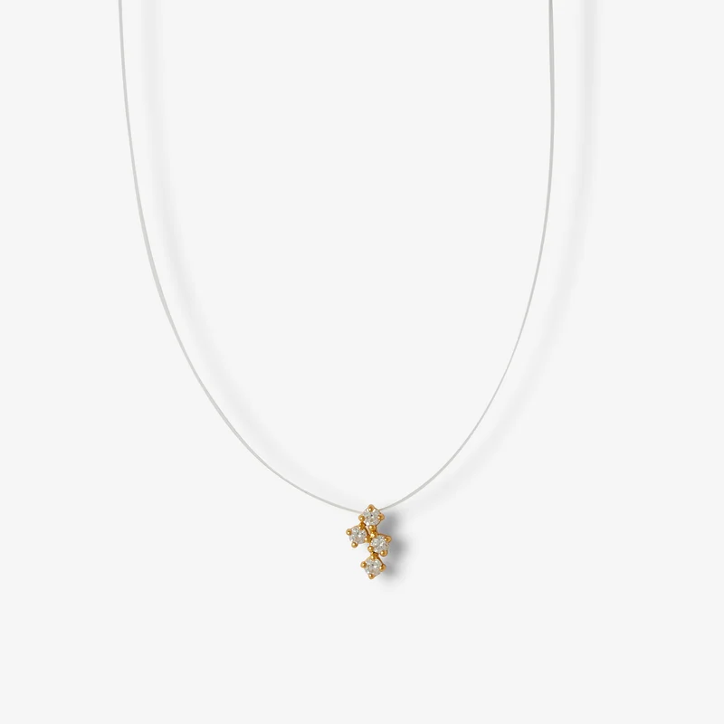 Collier nylon à pendentif zircon - argent garanti 925