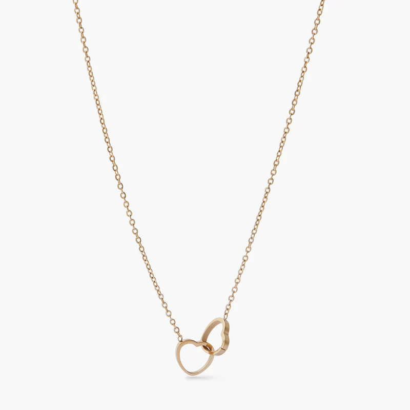 Collier cœur entremêlés acier inoxydable