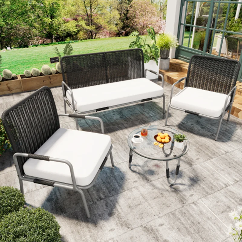 Poly Rattan Seating Group, Garden Furniture Seating Set garden Sets, garden Lounge for 4, with armchair, coffee table & Cushions