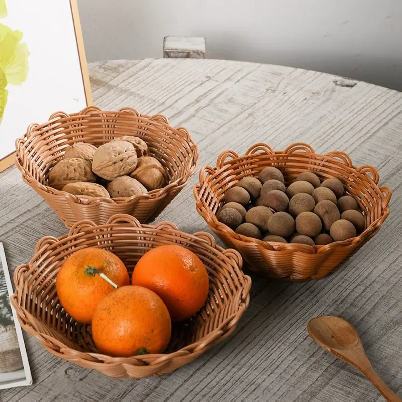 panier de rangement rond en osier pour pain fruits et collations