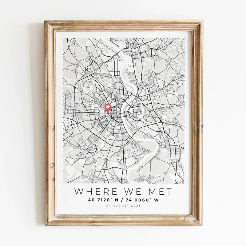 carte de ville personnalisée pour un cadeau romantique