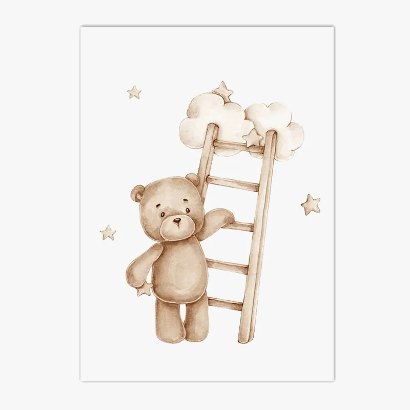 impression sur toile nuage lune lapin ours décoration murale enfant
