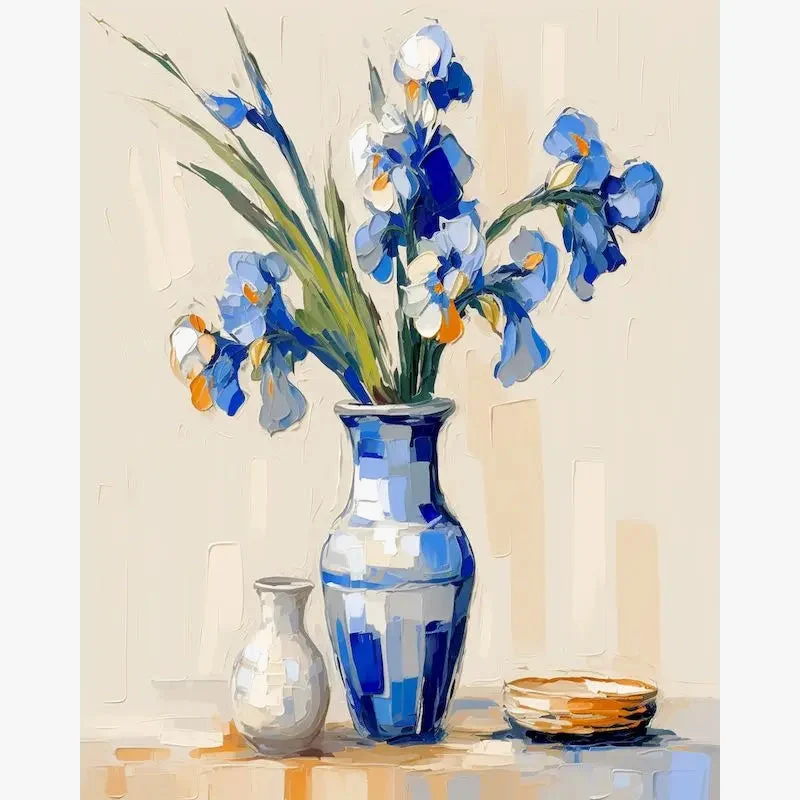 kit peinture par numéros vase romantique pour décoration intérieure