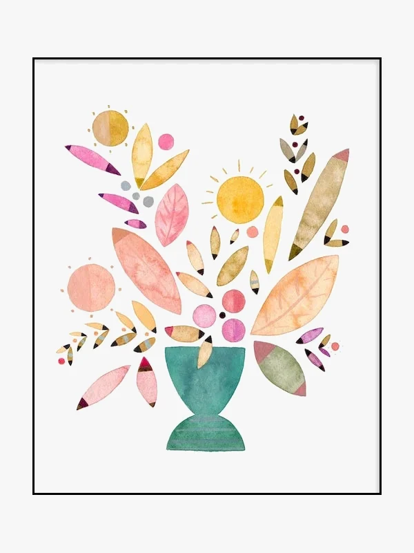 vase à fleurs aquarelle art mural nordique décoratif pour intérieur