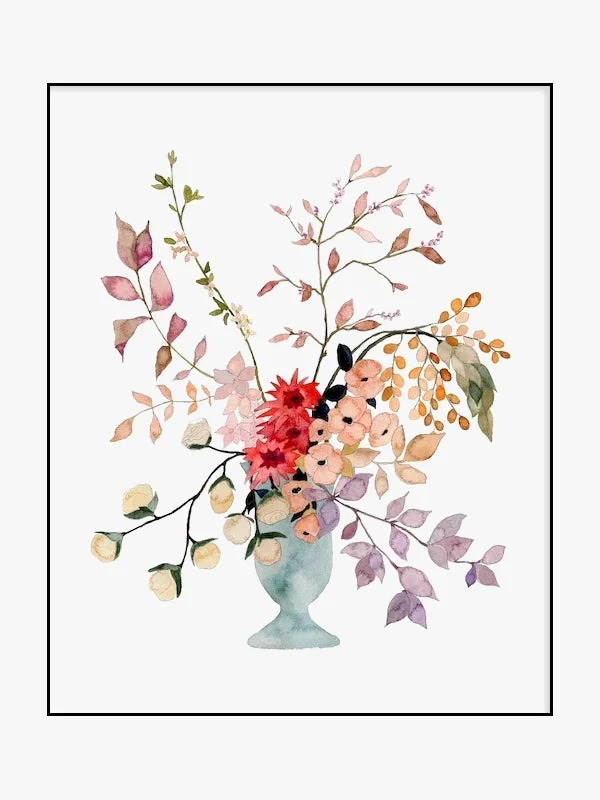 vase aquarelle art mural affiches nordiques pour décoration intérieure