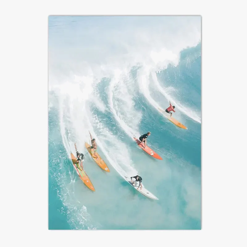 affiche de lever de soleil sur la plage et les vagues